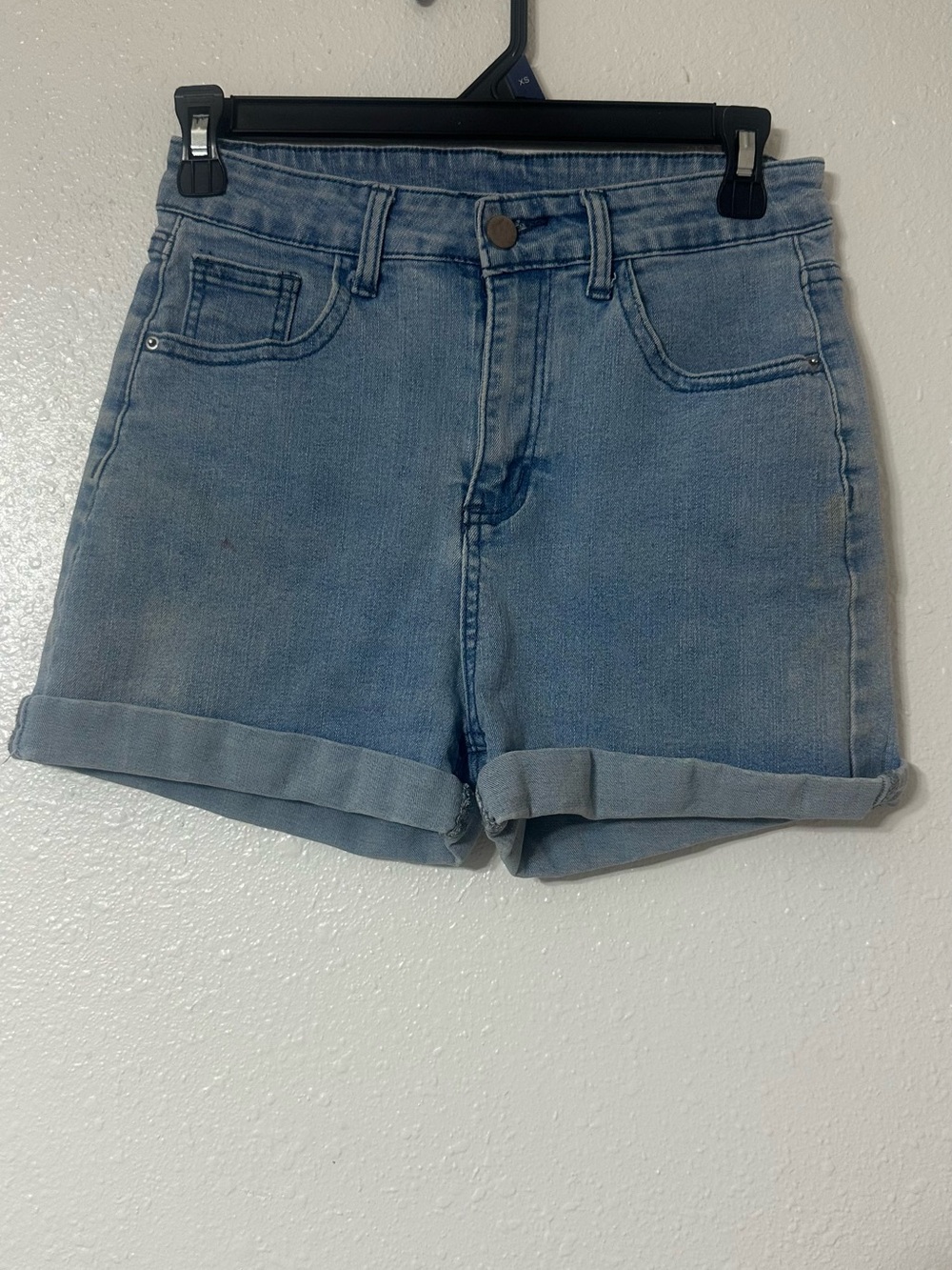 Light Blue Denim Rolled Hem Women's Shorts
